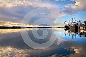 Steveston Marina Black Clouds and Commercial Vessels