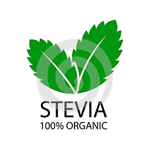 Stevia leaves logo. Natural organic stevia sweetener icon. Vector illustration