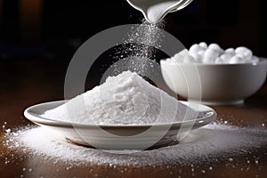 stevia sweetener, aspartame piled on the table. ai generative