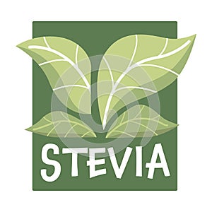Stevia sweetener, substitute of sugar label logo