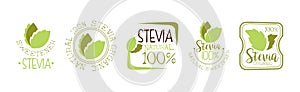 Stevia Sweetener and Sugar Substitute Green Label Vector Set photo