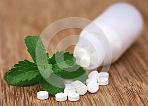 Stevia with tablets photo