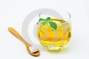 Stevia tea on white background