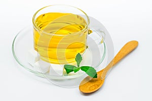 Stevia tea on white background