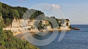 Stevns Klint, chalk stone cliff at the east coast of Denmark.