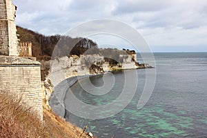 Stevns Klint Coastline with Sea and White Cliffs