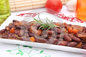 Stew of beans and meat photo