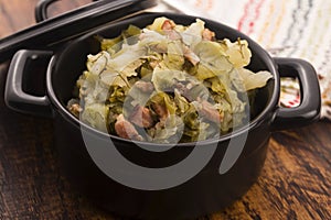 Stew of white cabbage and bacon