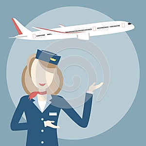 Stewardess and Airplane