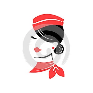 Stewardess in a garrison cap and a scarf. Avatar