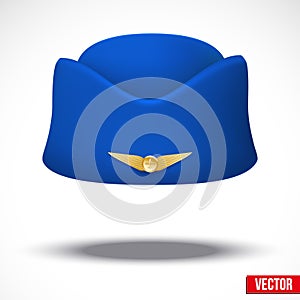 Stewardess hat of air hostess uniform. Vector.