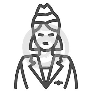 Stewardess line icon, airlines concept, stewardess vector sign on white background, stewardess outline style for mobile