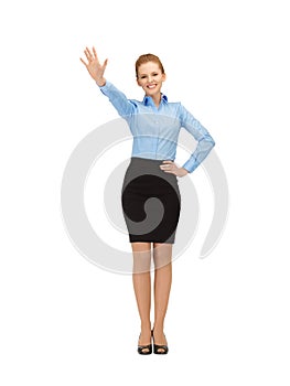 Stewardess making greeting gesture