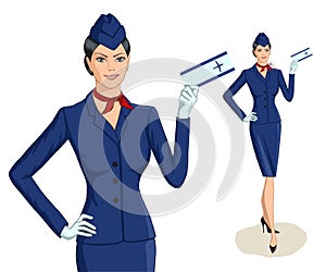 Stewardess with ticket