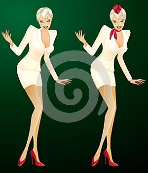 stewardess in two versions