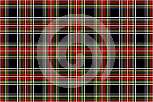 Stewart Black Tartan. Seamless rectangle pattern for fabric, kilts, skirts, plaids