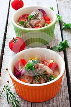 Stewed beef with vegetables photo