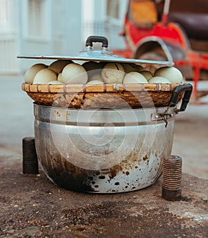 Stewed Chicken Eggs with embryos in Cambodin street restaurant