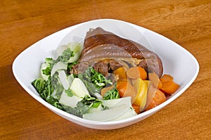 Stewed Ham Hock Served with Vegetables