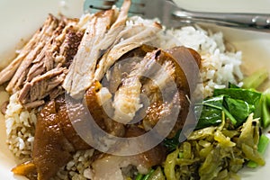 Stewed pork leg on rice