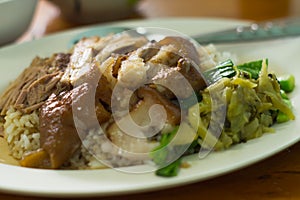 Stewed pork leg on rice