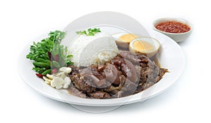 Stewed Pork Leg with Rice and Egg Recipe. Asian Food