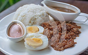 Stewed pork leg on rice
