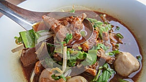 Stewed pork soup with morning glory and bean sprout