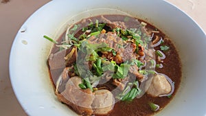 Stewed pork soup with morning glory and bean sprout