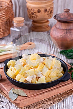 Stewed potatoes with meat