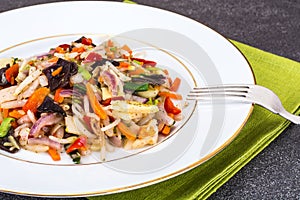 Stewed vegetables with mushrooms mun, soybean sprouts and bamboo