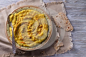 Stewed yellow peas with carrots, onions and spices