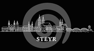 Steyr Austria Skyline Silhouette Black