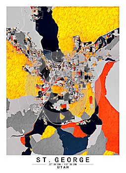 StGeorge Utah USA Creative Color Block city Map Decor Serie