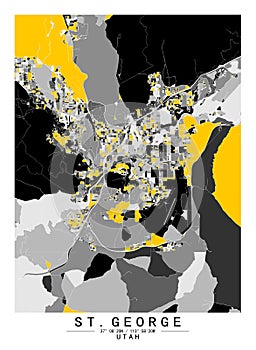 StGeorge Utah USA Creative Color Block city Map Decor Serie