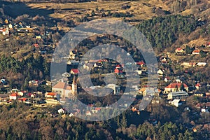 Stiavnicke Bane village from Sitno mountain in Stiavnicke Vrchy