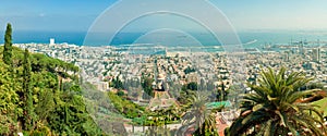 Stiched panorama of the beautiful Bahai gardens