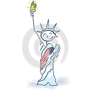 Stick figure as a statue of liberty and freedom