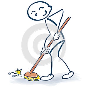 Stick figure with a broom