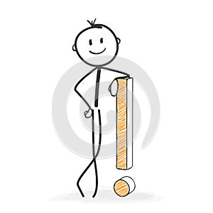 Stick Figure Cartoon - Stickman with an Exclamation Point Icon.