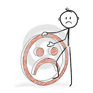 Stick Figure Cartoon - Stickman with a Mad, Bad, Sad Smiley Icon