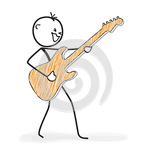 Stick Figure Cartoon - Stickman Rocking the Stage with a Guitar photo