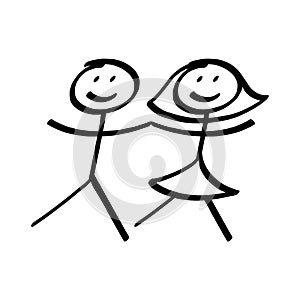 Stick figure couple cartoon