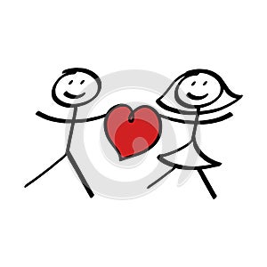 Stick figure couple in love