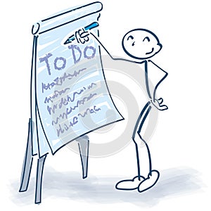 Stick figure with flip chart and ToDo list