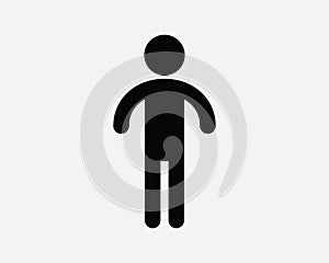 Stick Figure Man Male Boy Son Child Person Human Stickman Toilet Bathroom Restroom Black White Icon Sign Symbol Vector Clipart