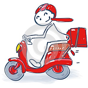 Stick figure with motor scooter