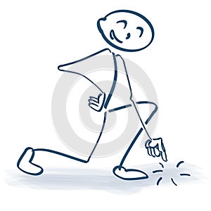 Stick figure with regard and pointing to the ground