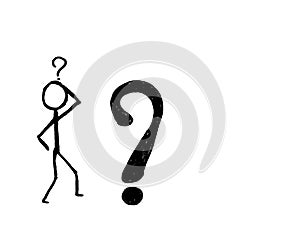 Stick figure. Stickman figure with a question Mark icon. Illustration.