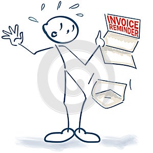 Stick figure with a sudden invoice reminder